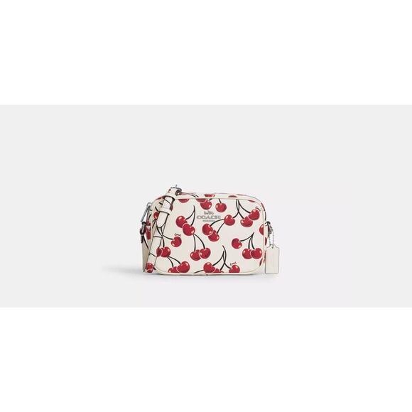 NWT COACH CZ189 Jamie Camera Bag With Cherry Print In Smooth Leather Chalk Multi - Picture 6 of 9